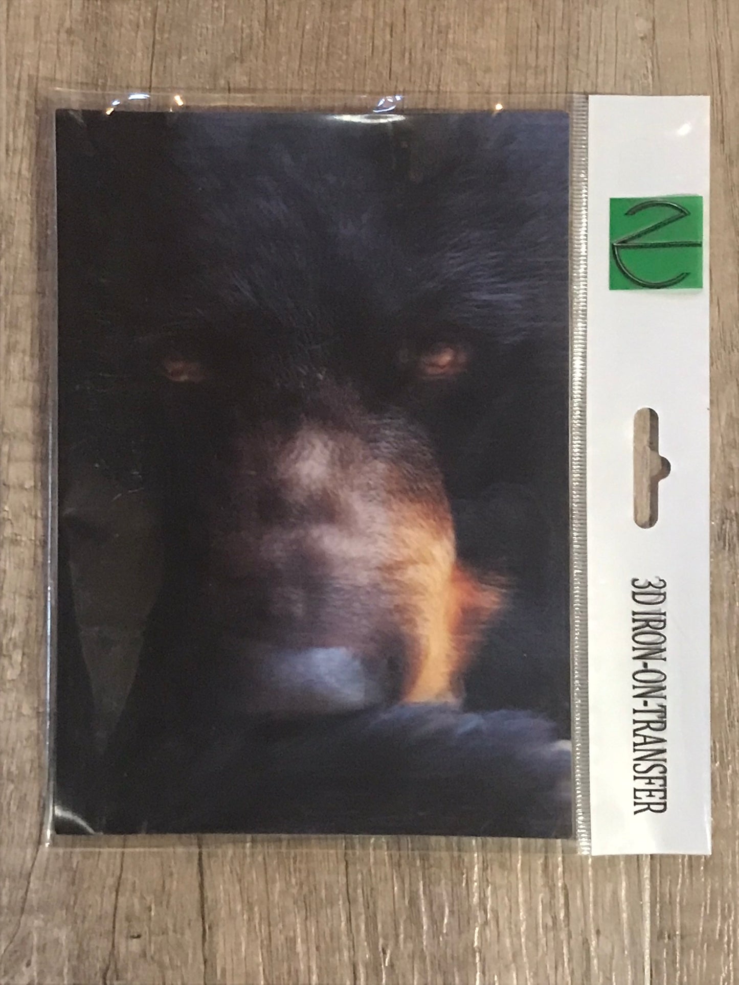BLACK BEAR FACE 3D LENTICULAR IRON-ON TRANSFER FOR CLOTHING AND ACCESSORIES