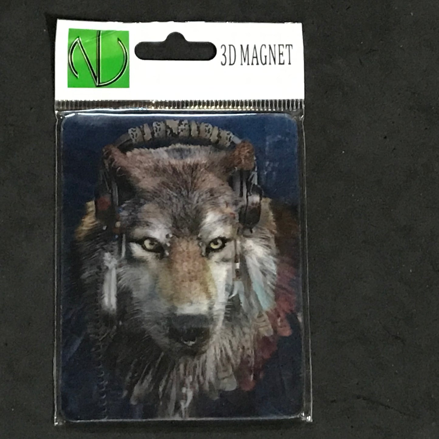 FEATHERED WOLF 3D LENTICULAR MAGNET 2.75" X 3.5"